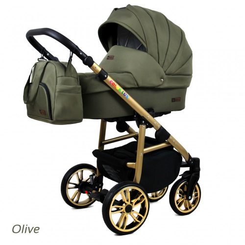 BABY LUX COLORLUX MULTIFUNKCIÓS BABAKOCSI (OLIVE) - arany váz